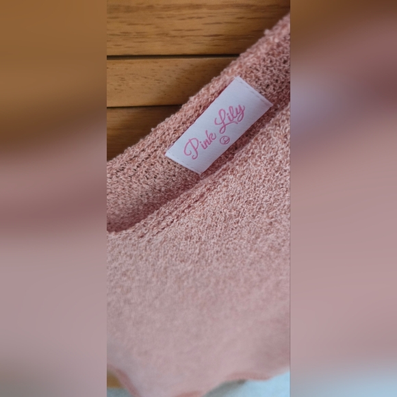 ❤️💋 NWOT Pink Lily Blush Mini-boucle Lightweight Sweater Tank, L - Picture 4 of 6
